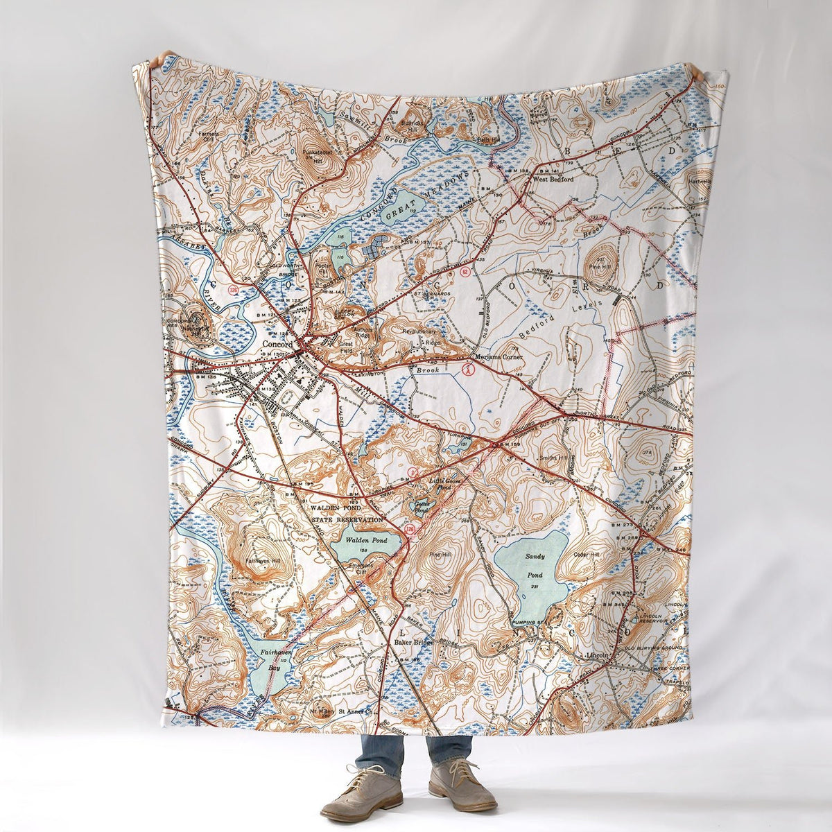 Walden Pond, Concord, Vintage Map Blanket - Maritime Tribes USABlanket