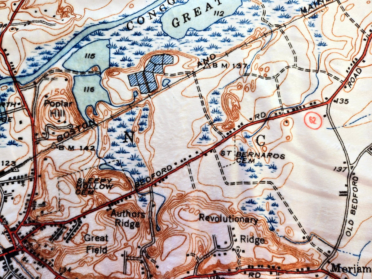 Walden Pond, Concord, Vintage Map Blanket - Maritime Tribes USABlanket