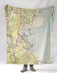 Wickford Harbor Topo Map Blanket - Maritime Tribes USABlanket