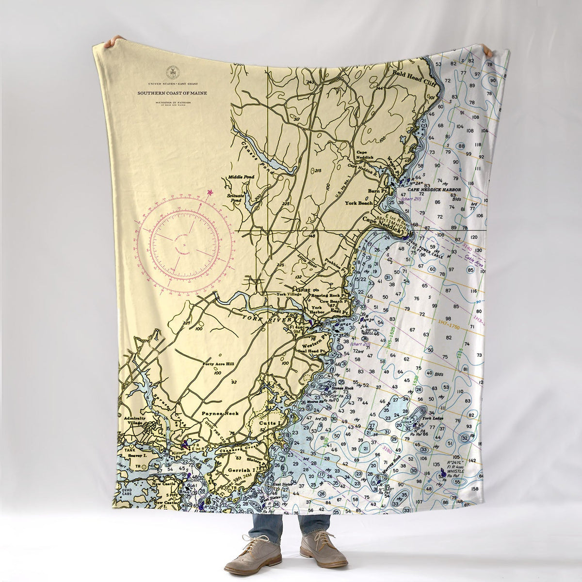 York, ME Nautical Chart Blanket - Maritime Tribes USABlanket