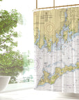 Fishers Island Sound, NY Nautical Chart Shower Curtain