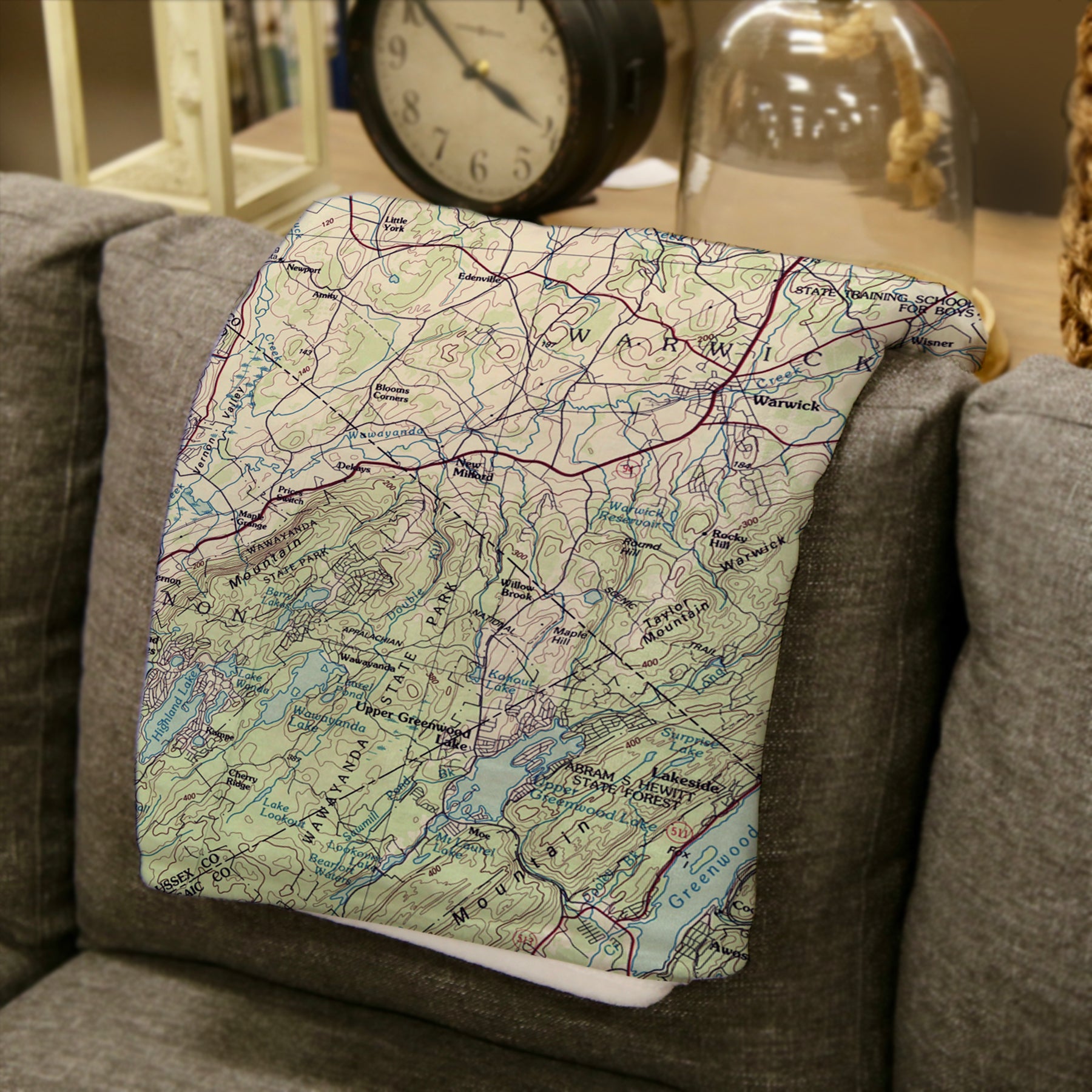 Warwick, New York Topographical Map Blanket