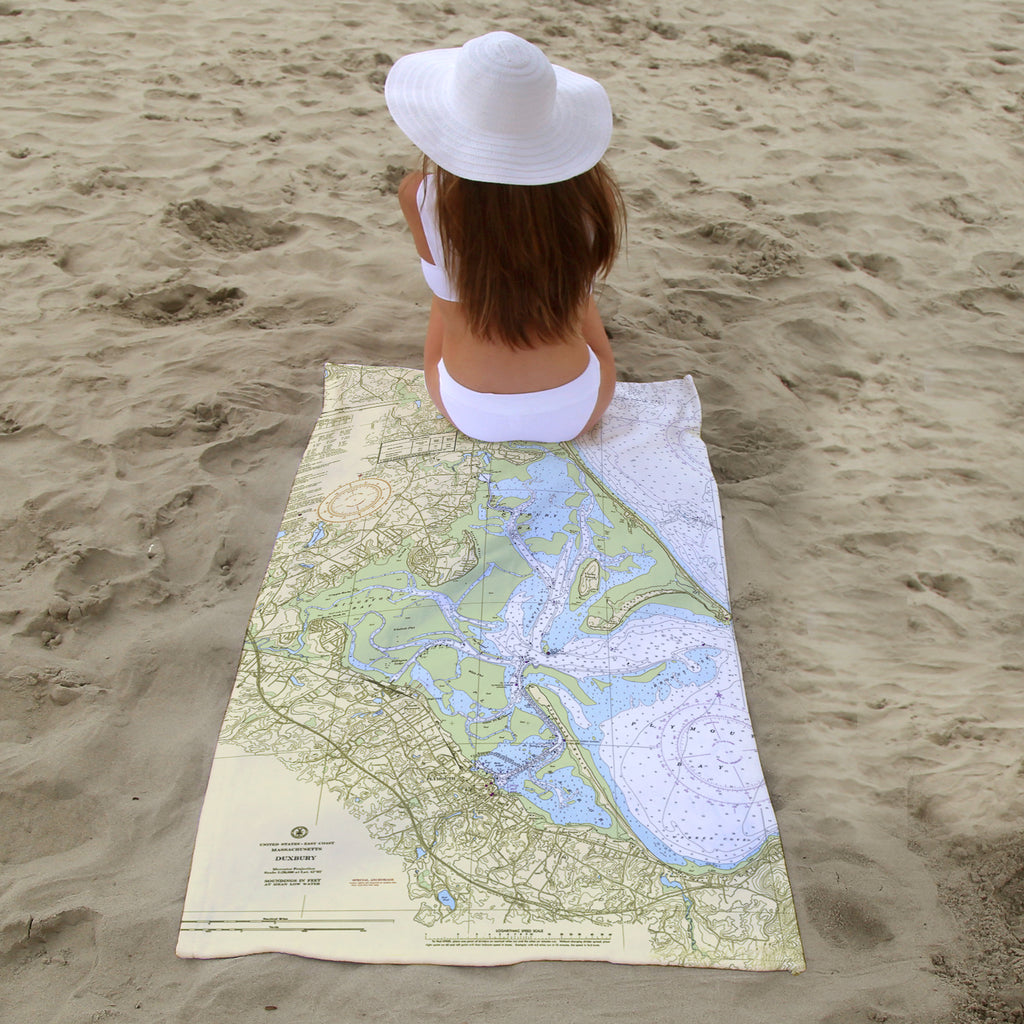 Duxbury, MA Nautical Chart Quick Dry Towel