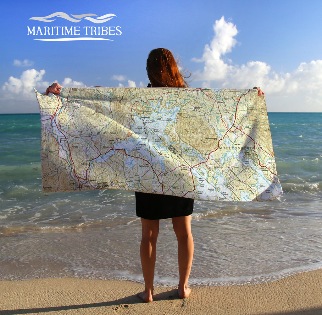 Squam Lake, NH Topo Map Quick Dry Towel