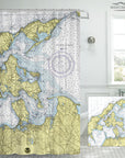 Southold, North Fork, NY Nautical Chart Shower Curtain