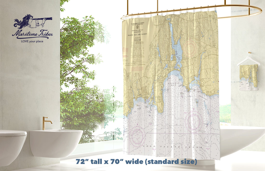 Niantic River, CT Nautical Chart Shower Curtain