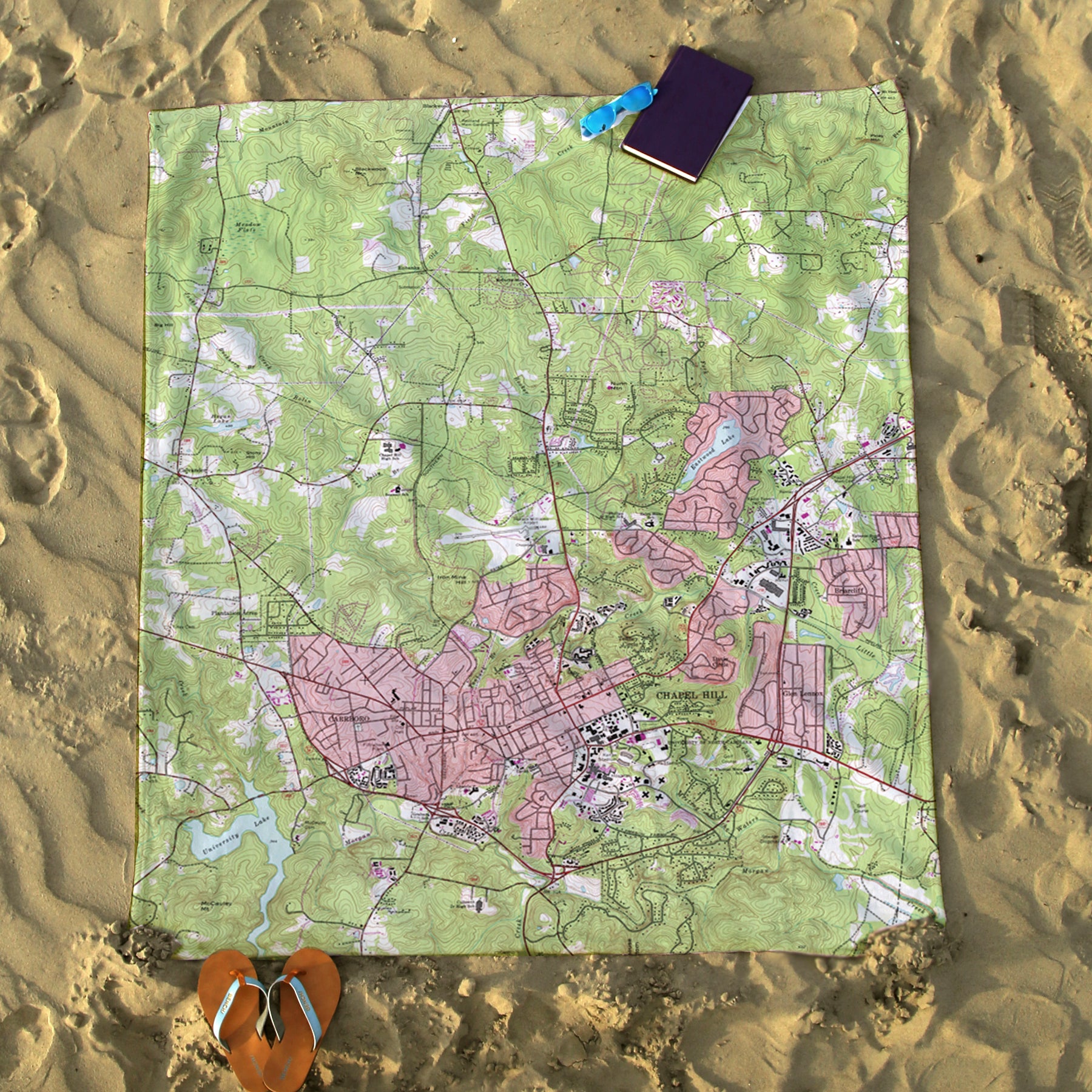 Chapel Hill, NC Modern Topo Map Blanket