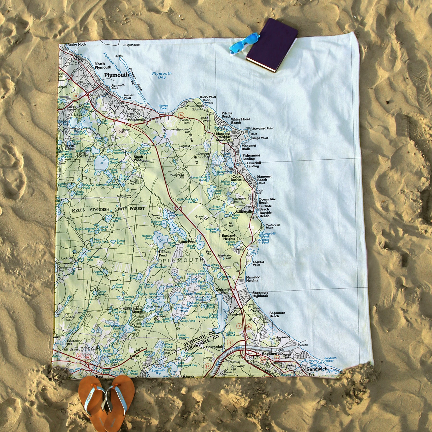 Manomet to Dennis, MA Topo Map Blanket
