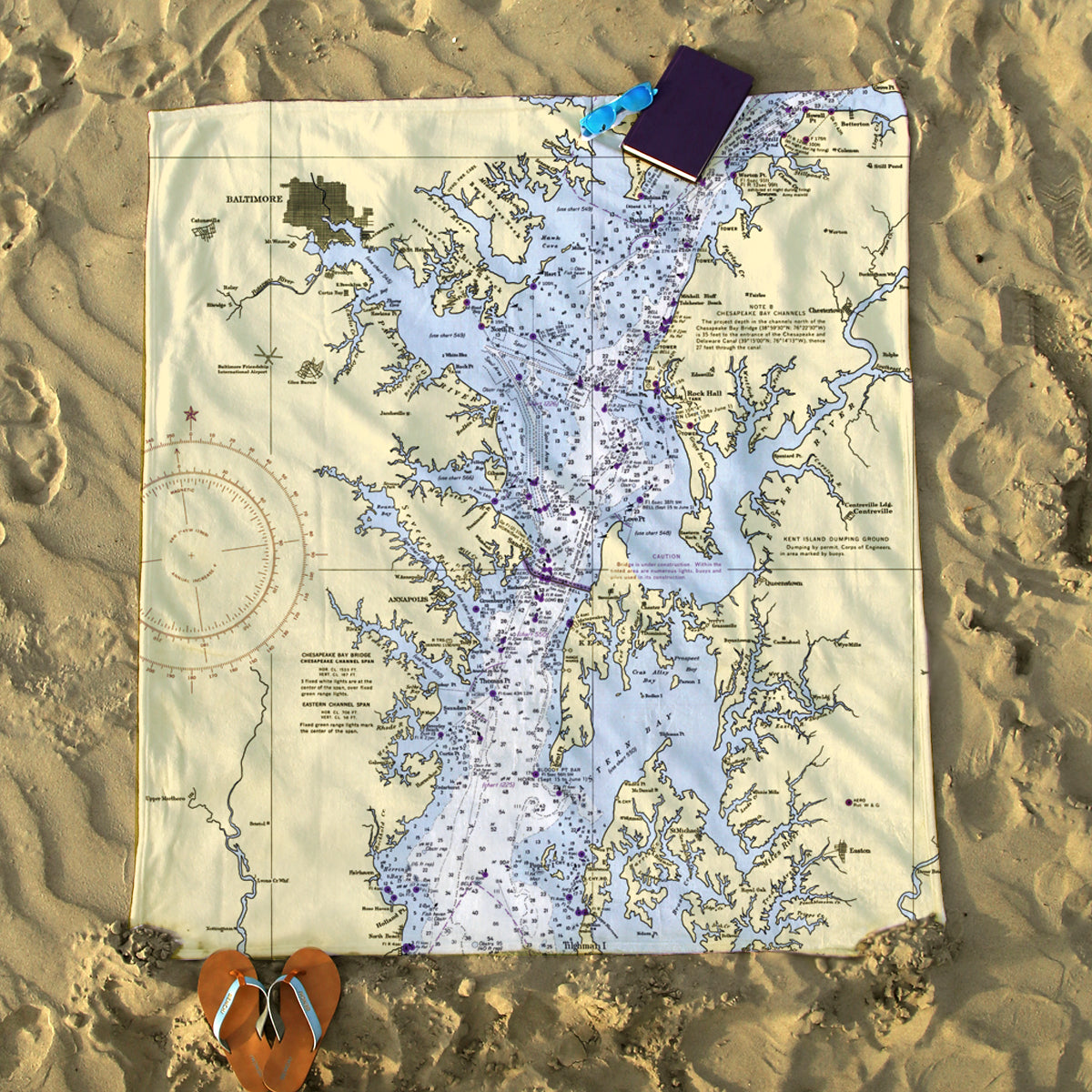 Severna Park MD, Chesapeake Bay nautical chart Blanket