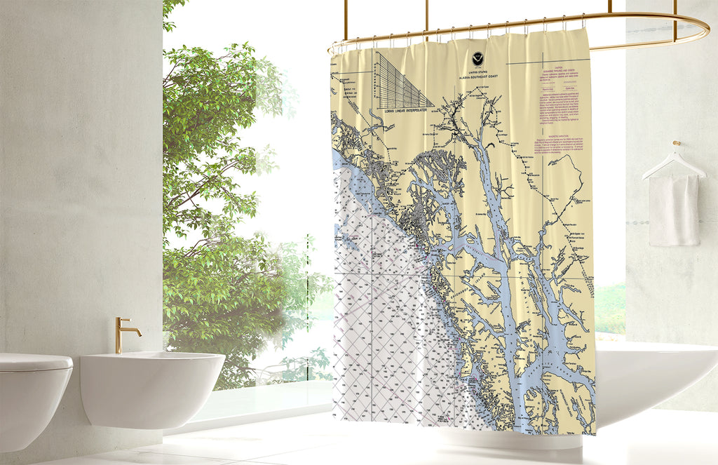 Glacier Bay, AK Nautical Chart Shower Curtain