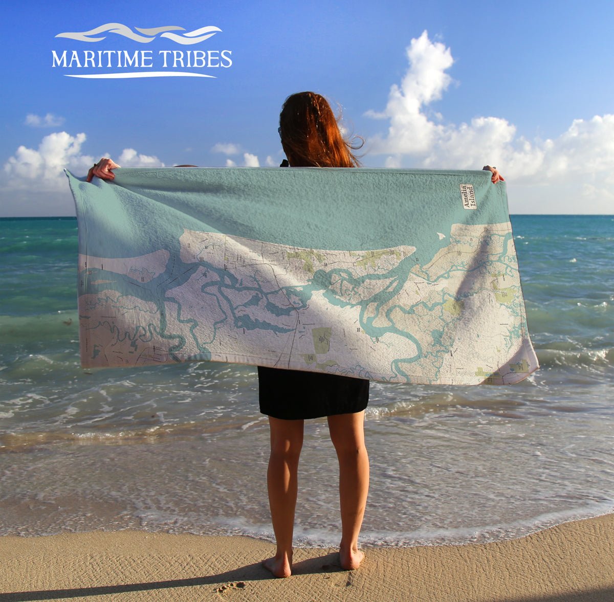 Amelia Island Sea Glass Map Quick Dry Towel - Maritime Tribes USATowel