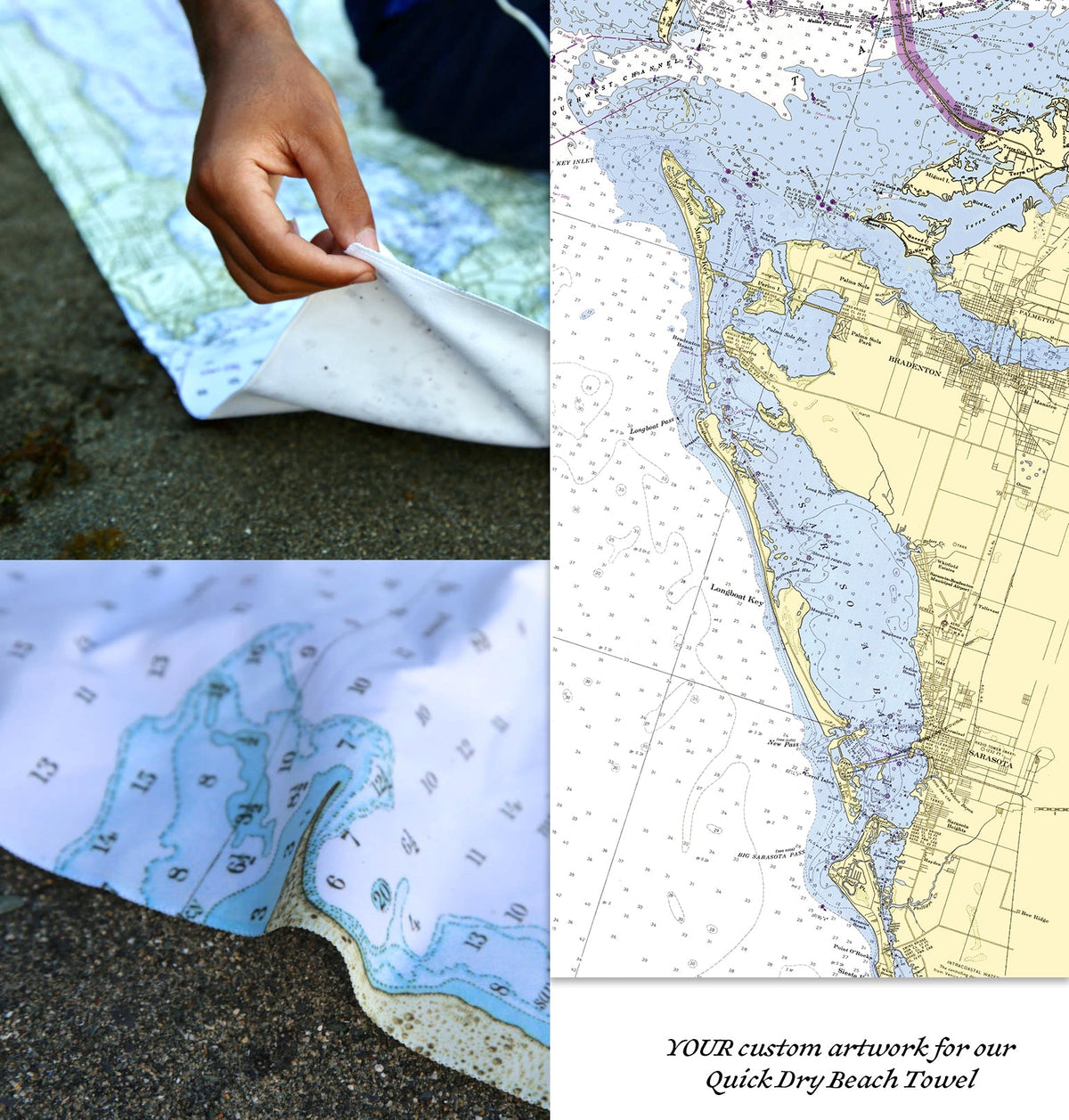 Anna Maria Island, FL Nautical Chart Quick Dry Towel - Maritime Tribes USATowel