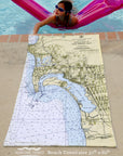 Approaches to San Diego Bay, CA Nautical Chart Quick Dry Towel - Maritime Tribes USATowel