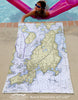 Aquidneck Island Nautical Chart Quick Dry Towel - Maritime Tribes USATowel