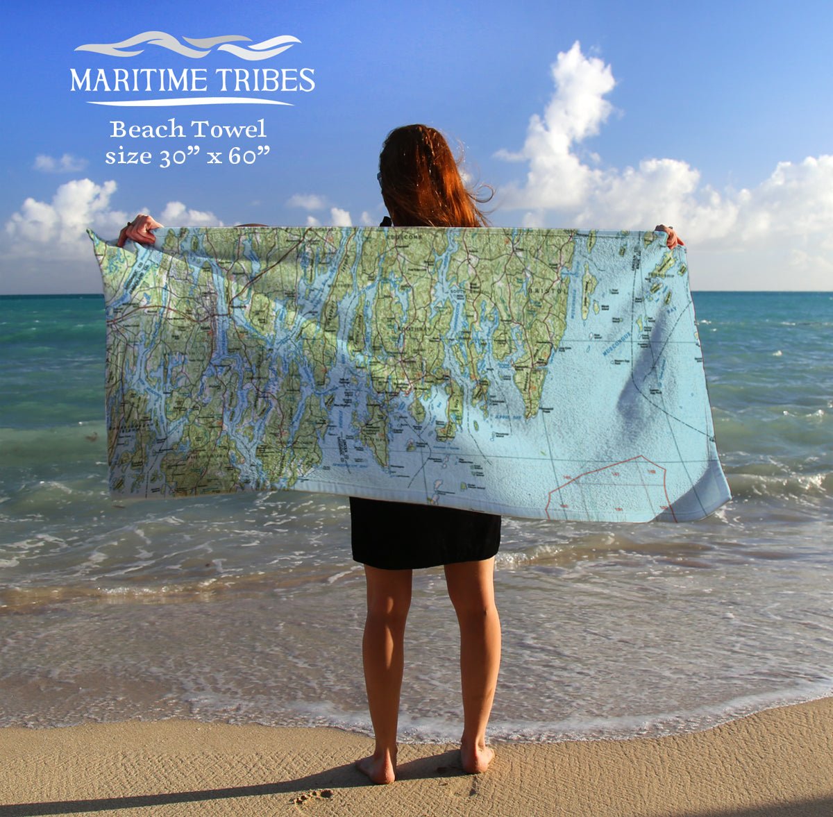 Bath to Pemaquid, vintage Quick Dry Towel - Maritime Tribes USATowel