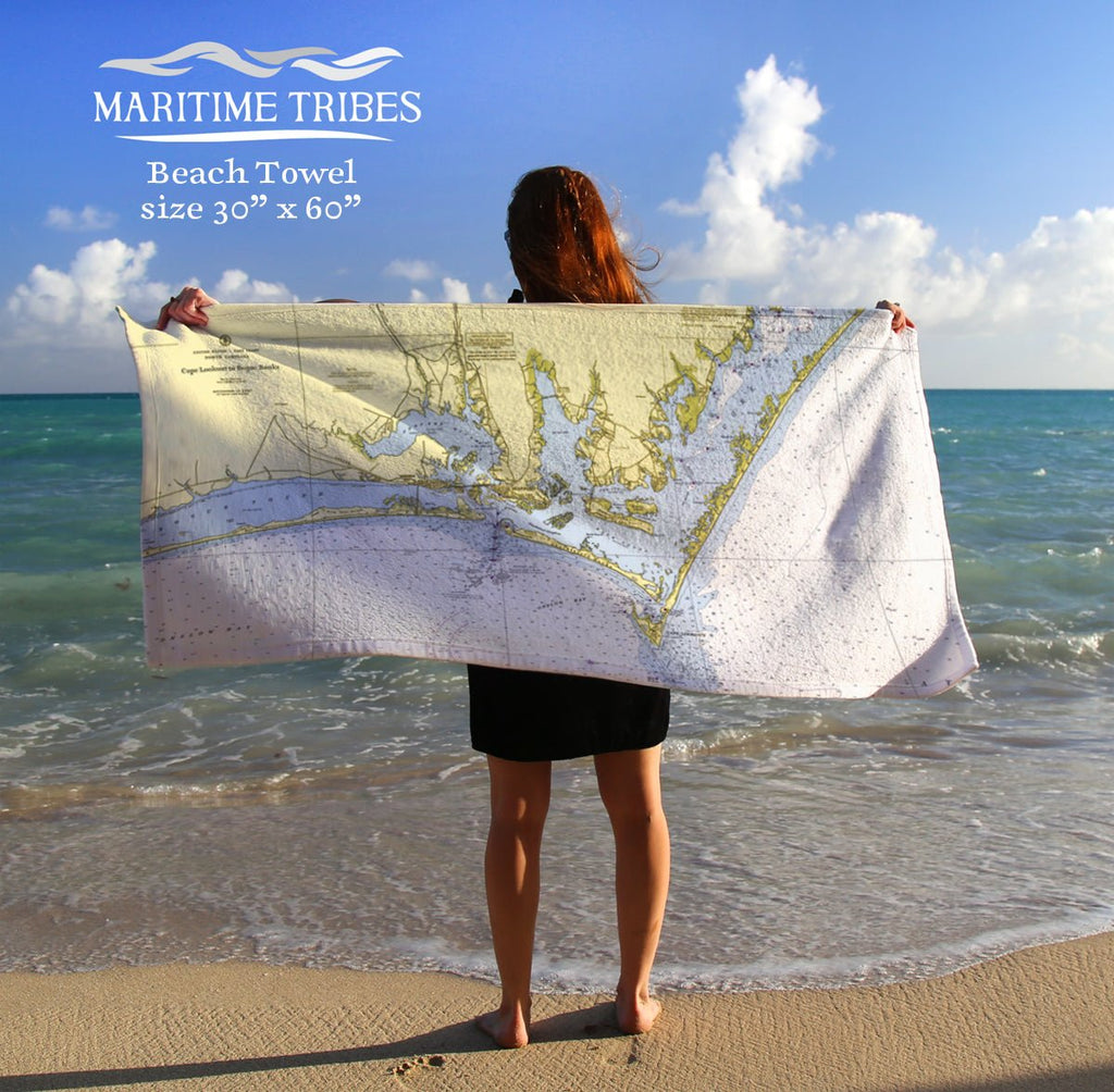 Beaufort, NC Nautical Chart Quick Dry Towel - Maritime Tribes USATowel