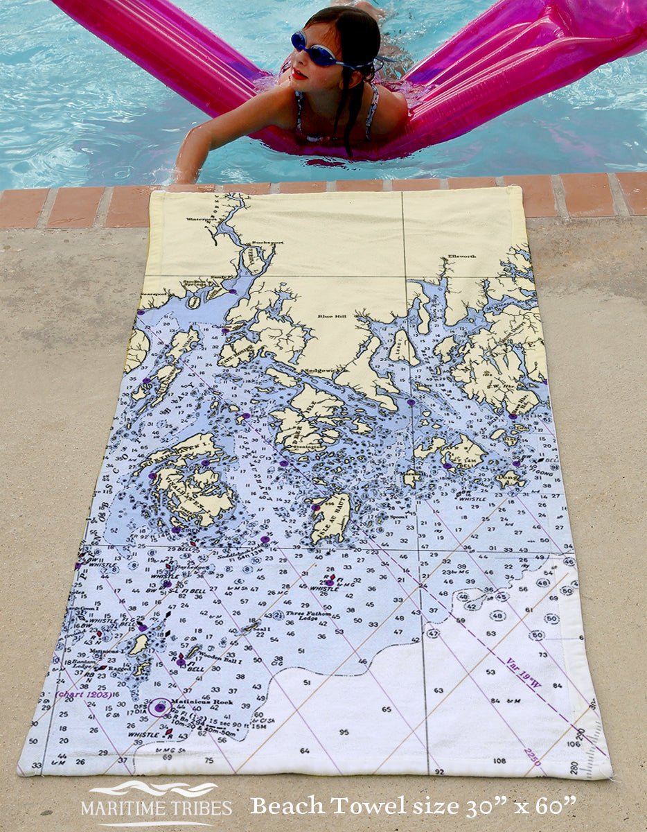 Blue Hills ME Chart Quick Dry Towel - Maritime Tribes USATowel