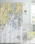 Boothbay Harbor to Pemaquid Neck (including Monhegan Island), ME Nautical Chart Shower Curtain - Maritime Tribes USAShower Curtain