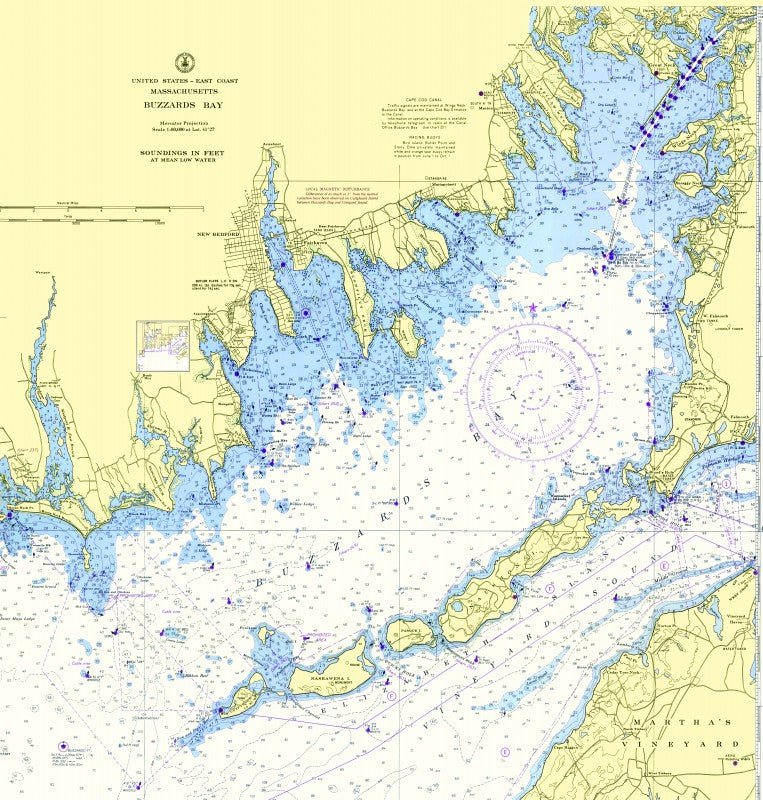 Buzzards Bay (including Cutty!) Nautical Chart Shower Curtain - Maritime Tribes USAShower Curtain