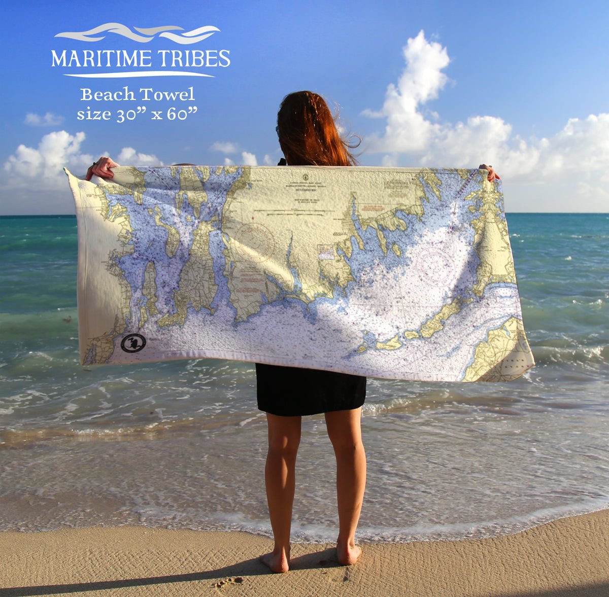 Buzzards Bay Nautical Chart Quick Dry Towel - Maritime Tribes USATowel