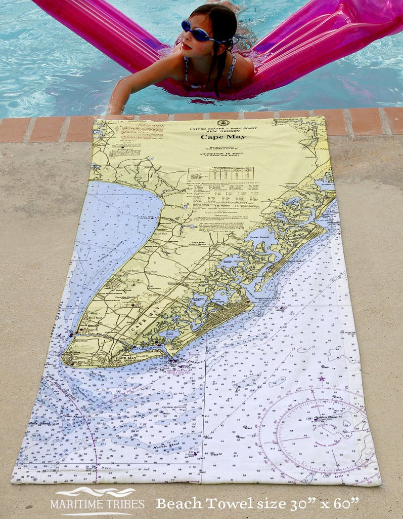Cape May Chart Towel Quick Dry Towel - Maritime Tribes USATowel