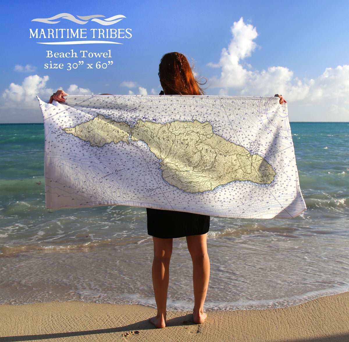 Catalina Island , CA Nautical Chart Quick Dry Towel - Maritime Tribes USATowel