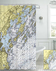 Chebeague Island, ME Nautical Chart Shower Curtain - Maritime Tribes USAShower Curtain