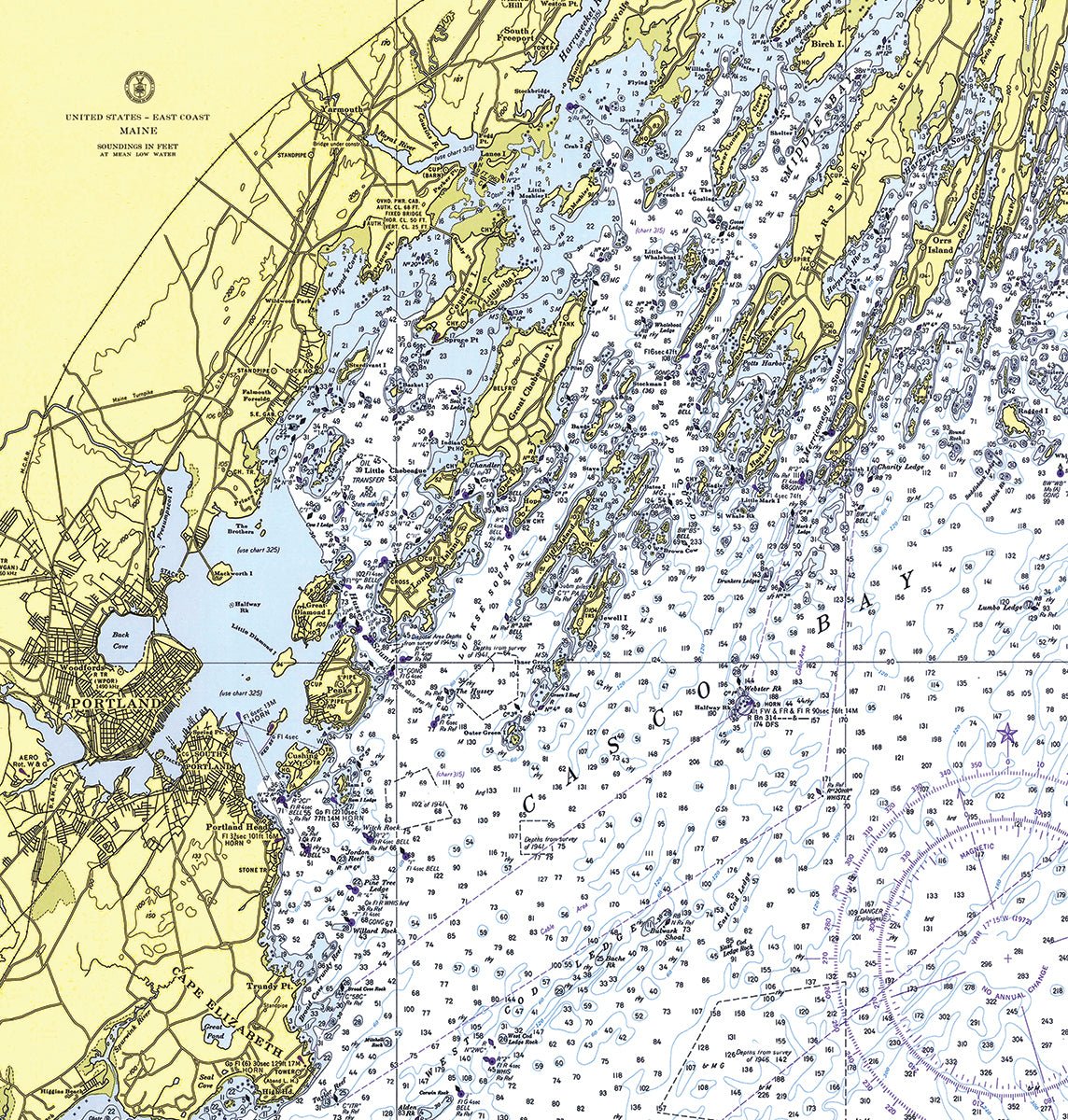 Chebeague Island, ME Nautical Chart Shower Curtain - Maritime Tribes USAShower Curtain