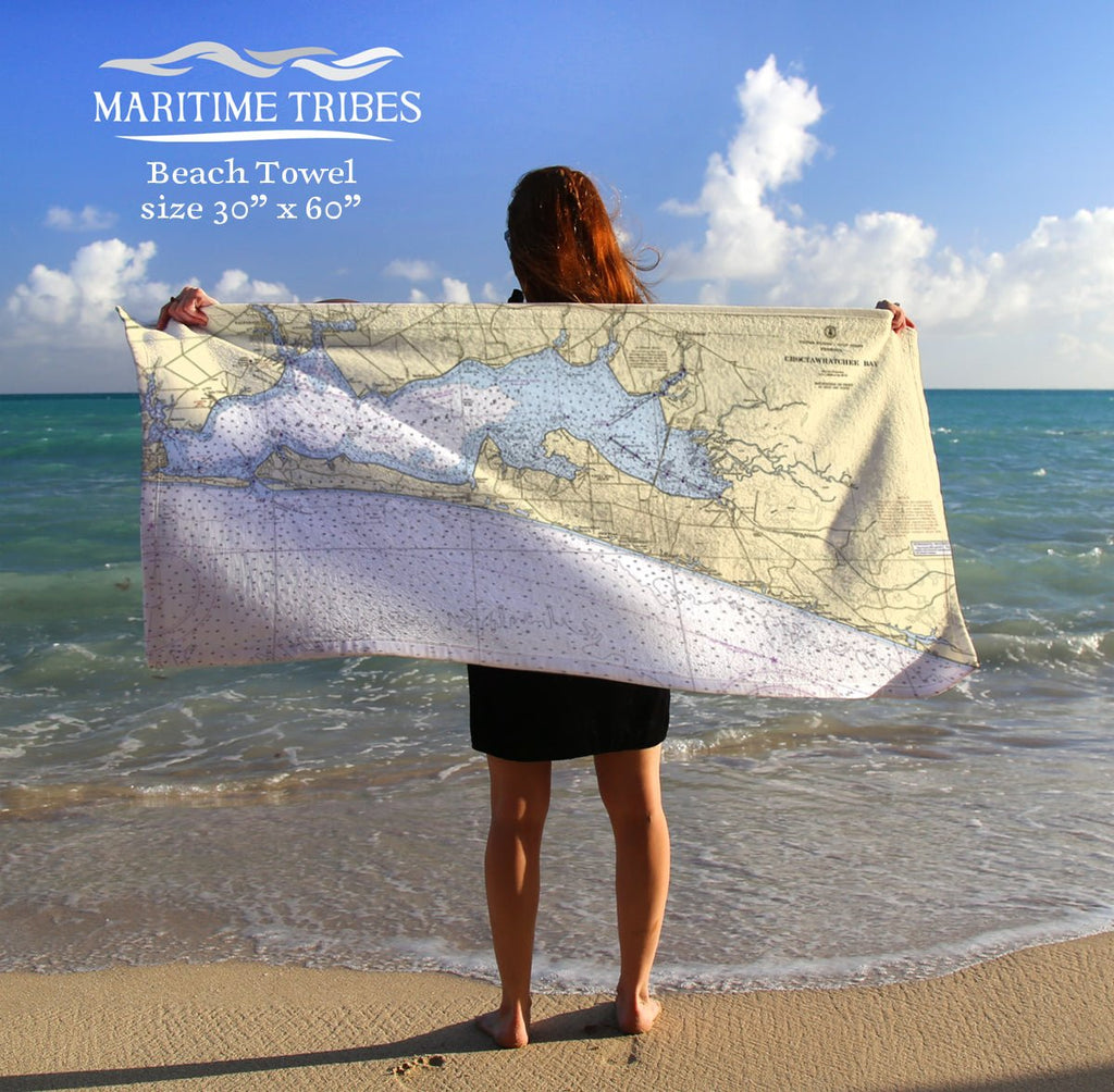 Choctawhatchee Bay Chart Quick Dry Towel - Maritime Tribes USATowel