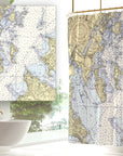 City Island, NY Nautical Chart Shower Curtain - Maritime Tribes USAShower Curtain