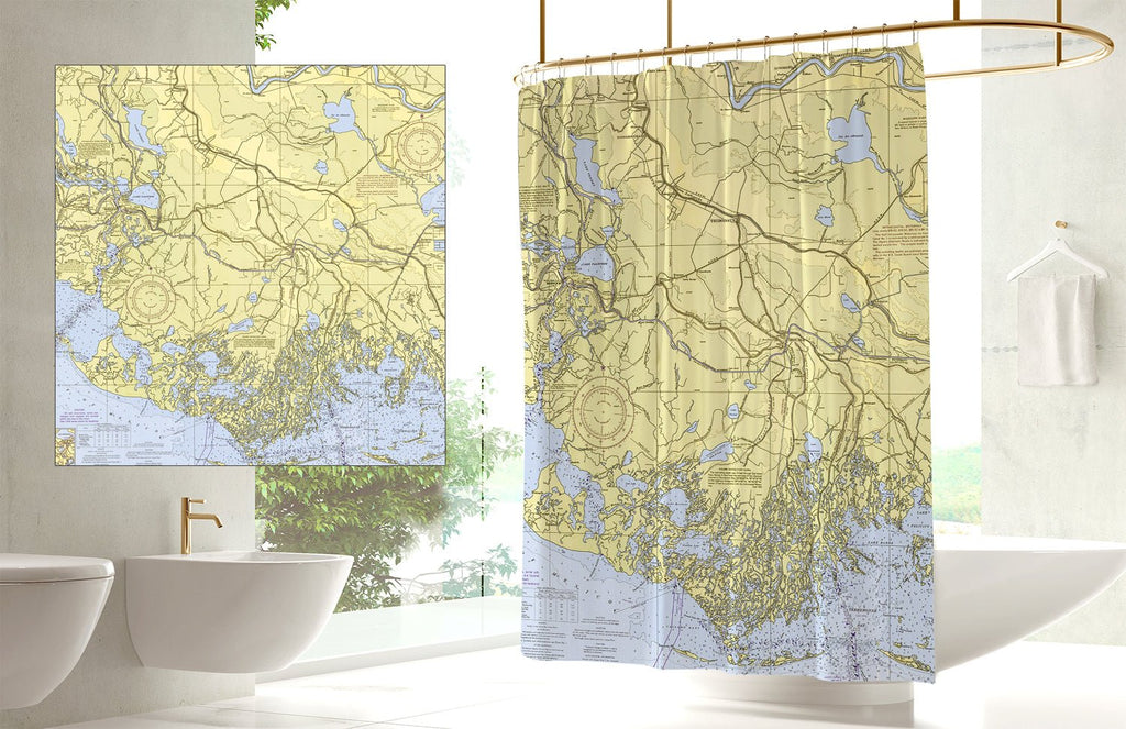 Cocodrie, LA Nautical Chart Shower Curtain - Maritime Tribes USAShower Curtain