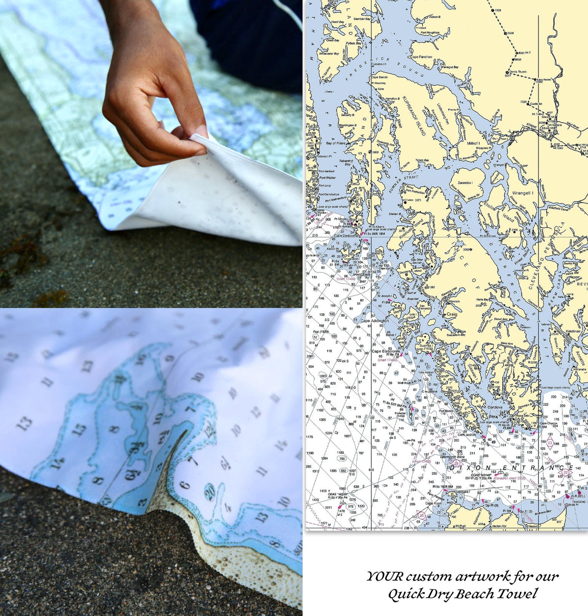 Craig, AK Nautical Chart Quick Dry Towel - Maritime Tribes USATowel