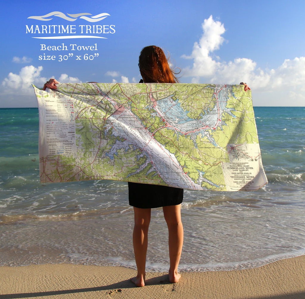 Cumberland River, Lake Barkley, KY- Navigation chart Quick Dry Towel - Maritime Tribes USATowel