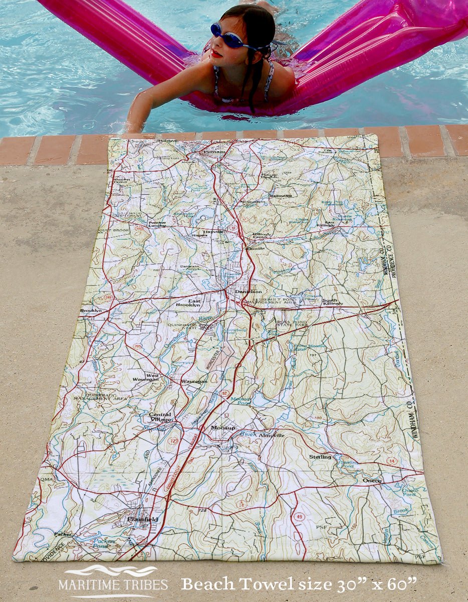 Danielson CT Vintage Topo Map Quick Dry Towel - Maritime Tribes USATowel