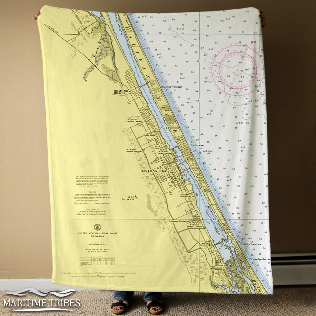 Daytona Beach, FL Chart Blanket - Maritime Tribes USABlanket