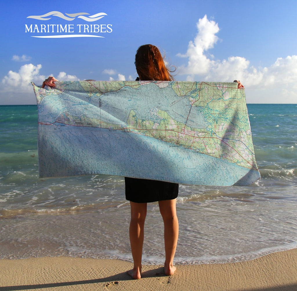 Destin Area Topo Map (seaside, fl) Quick Dry Towel - Maritime Tribes USATowel