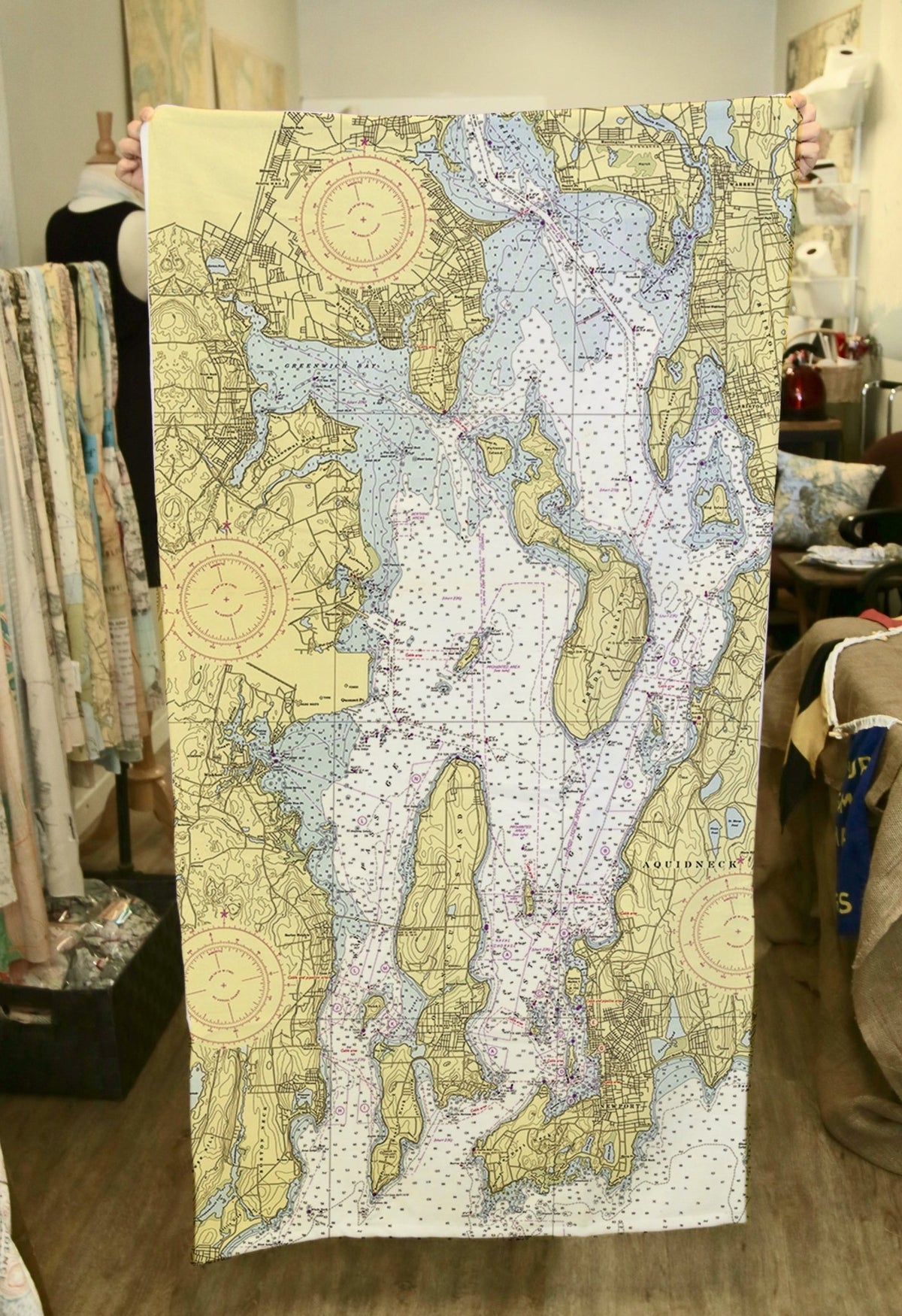 East Greenwich, Narragansett Bay, Nautical Chart Quick Dry Towel - Maritime Tribes USATowel
