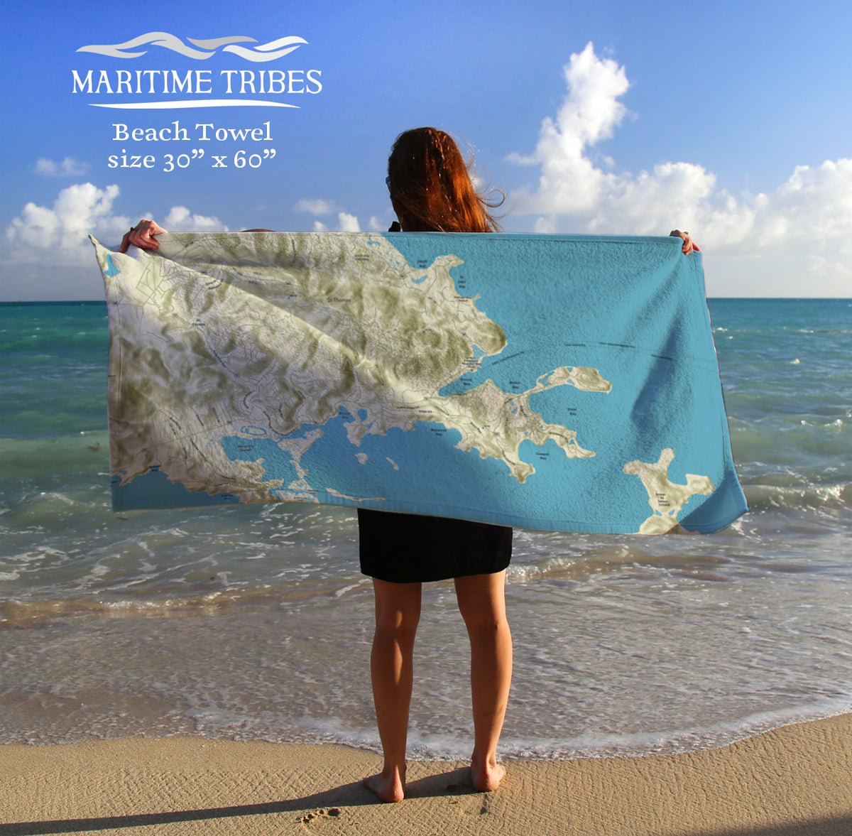 Eastern St Thomas Island USVI Charted Territory Quick Dry Towel - Maritime Tribes USATowel
