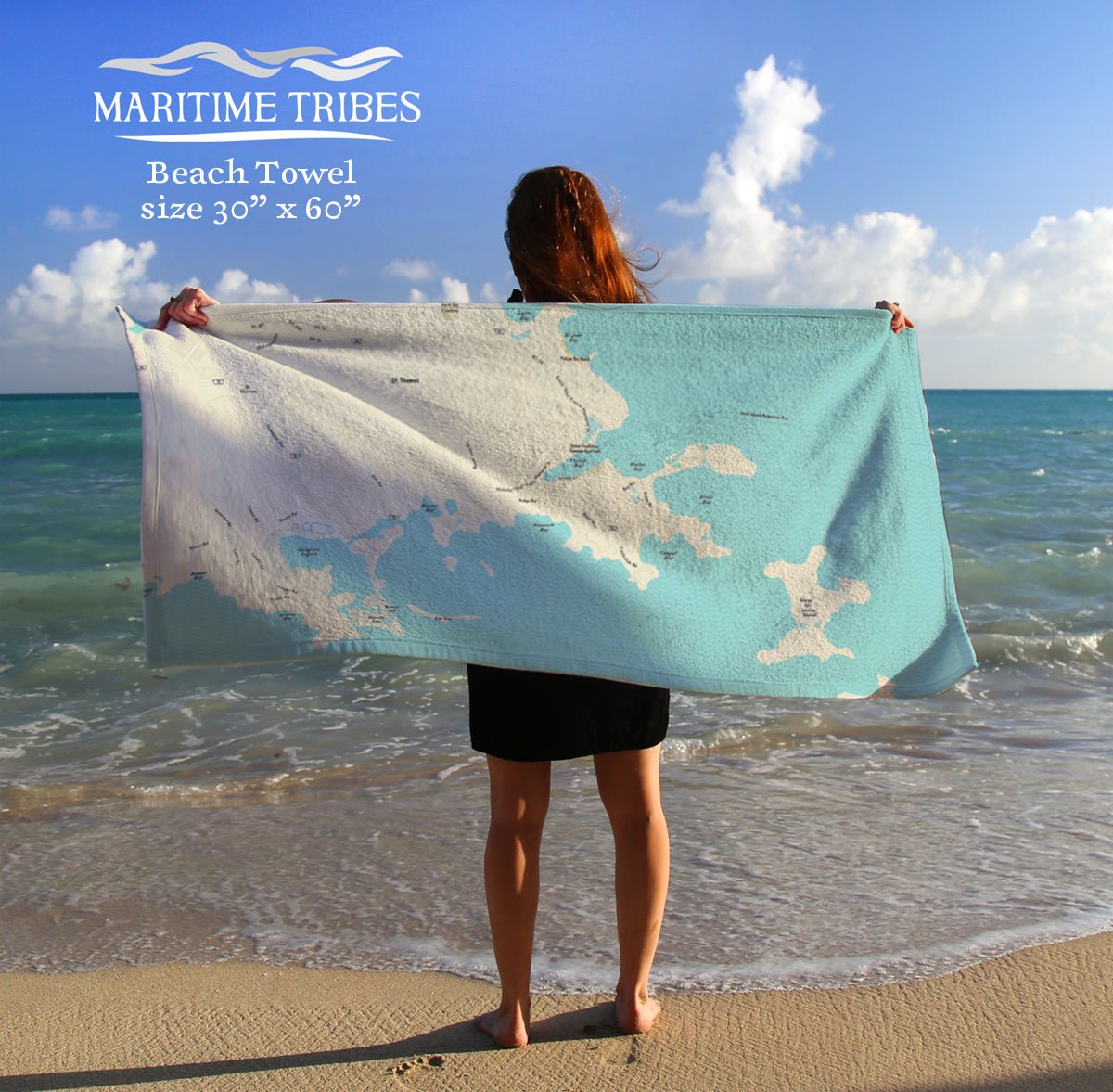 Eastern St Thomas Island USVI Modern Wave Quick Dry Towel - Maritime Tribes USATowel