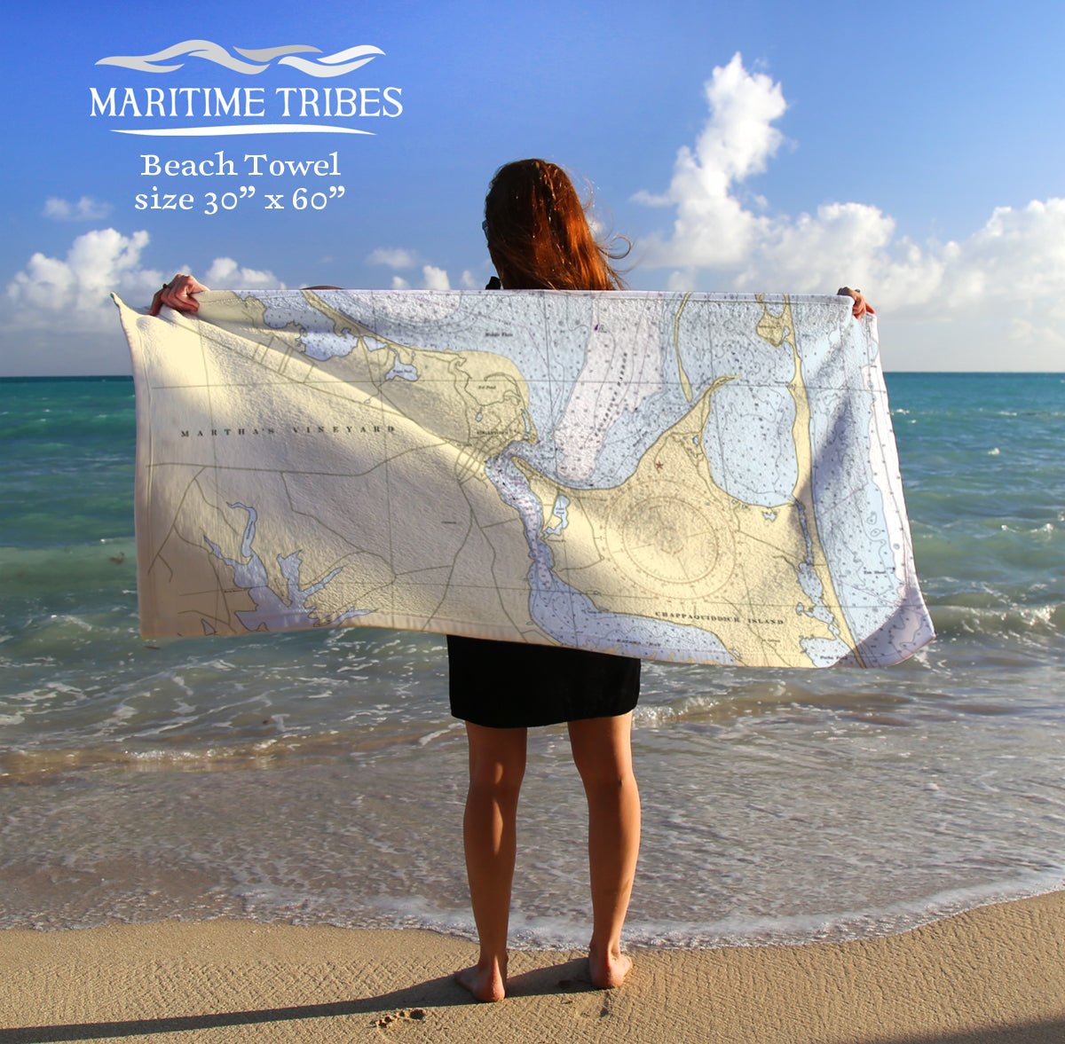 Edgartown, MA - Chappaquiddick Vintage Nautical Chart Quick Dry Towel - Maritime Tribes USATowel