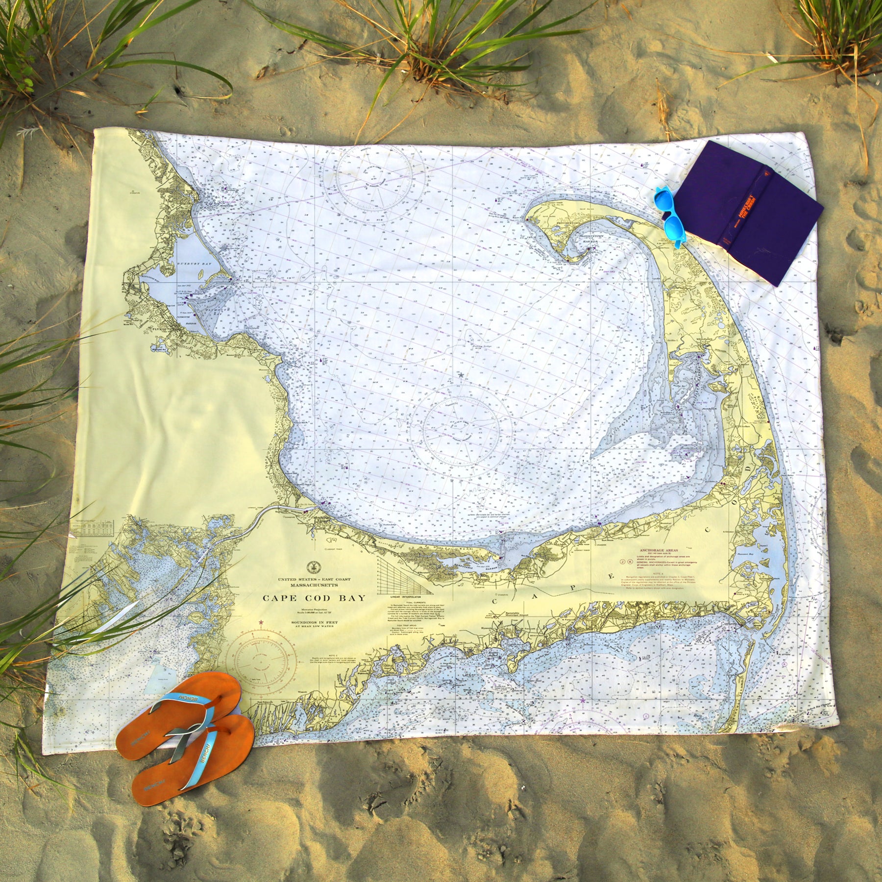 Cape Cod, MA Nautical Chart Blanket