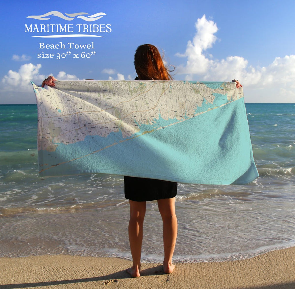 Fire Island NY Modern Wave Quick Dry Towel - Maritime Tribes USATowel