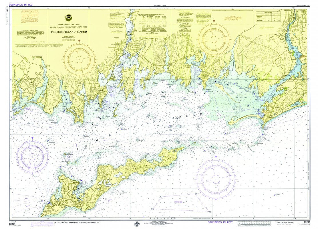 Fishers Island & Fishers Island Sound Chart, 1974 Scroll - Maritime Tribes USAScroll
