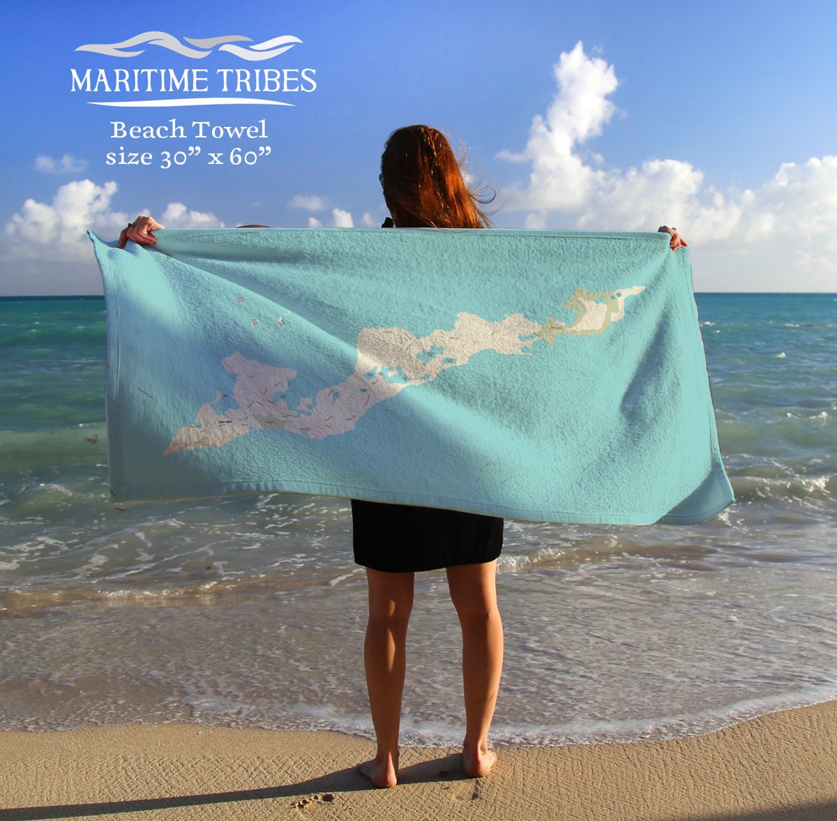 Fishers Island Modern Wave Map Quick Dry Towel - Maritime Tribes USATowel