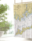 Fishers Island Sound (NY & CT) Nautical Chart Shower Curtain - Maritime Tribes USAShower Curtain