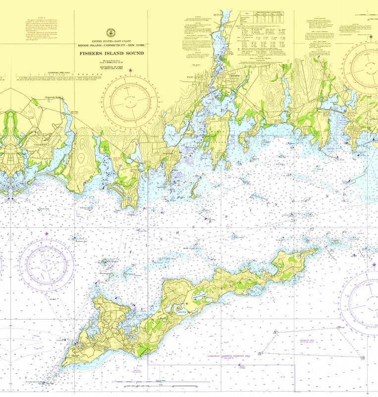 Fishers Island Sound (NY & CT) Nautical Chart Shower Curtain - Maritime Tribes USAShower Curtain