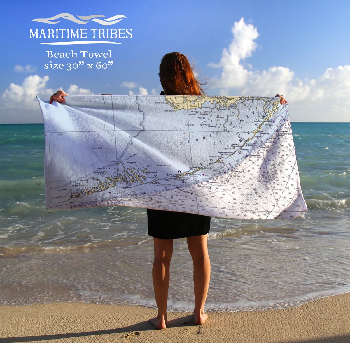 Florida Keys Chart Quick Dry Towel - Maritime Tribes USATowel
