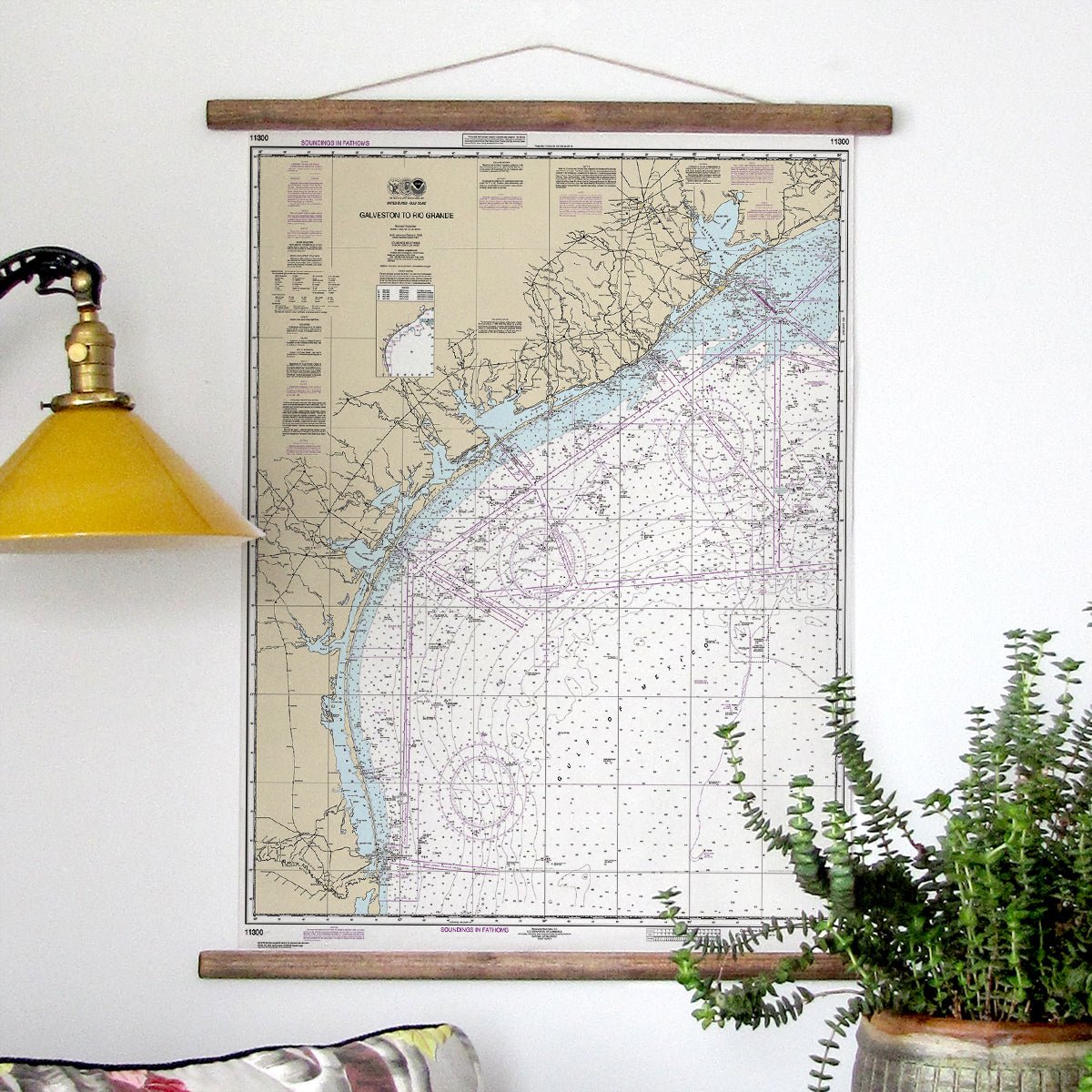 Galveston to Rio Grande, TX Modern Nautical Chart - 2019 Scroll - Maritime Tribes USAScroll