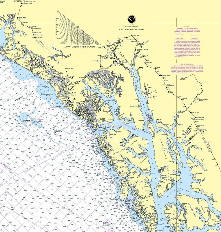 Glacier Bay, AK Nautical Chart Shower Curtain - Maritime Tribes USAShower Curtain
