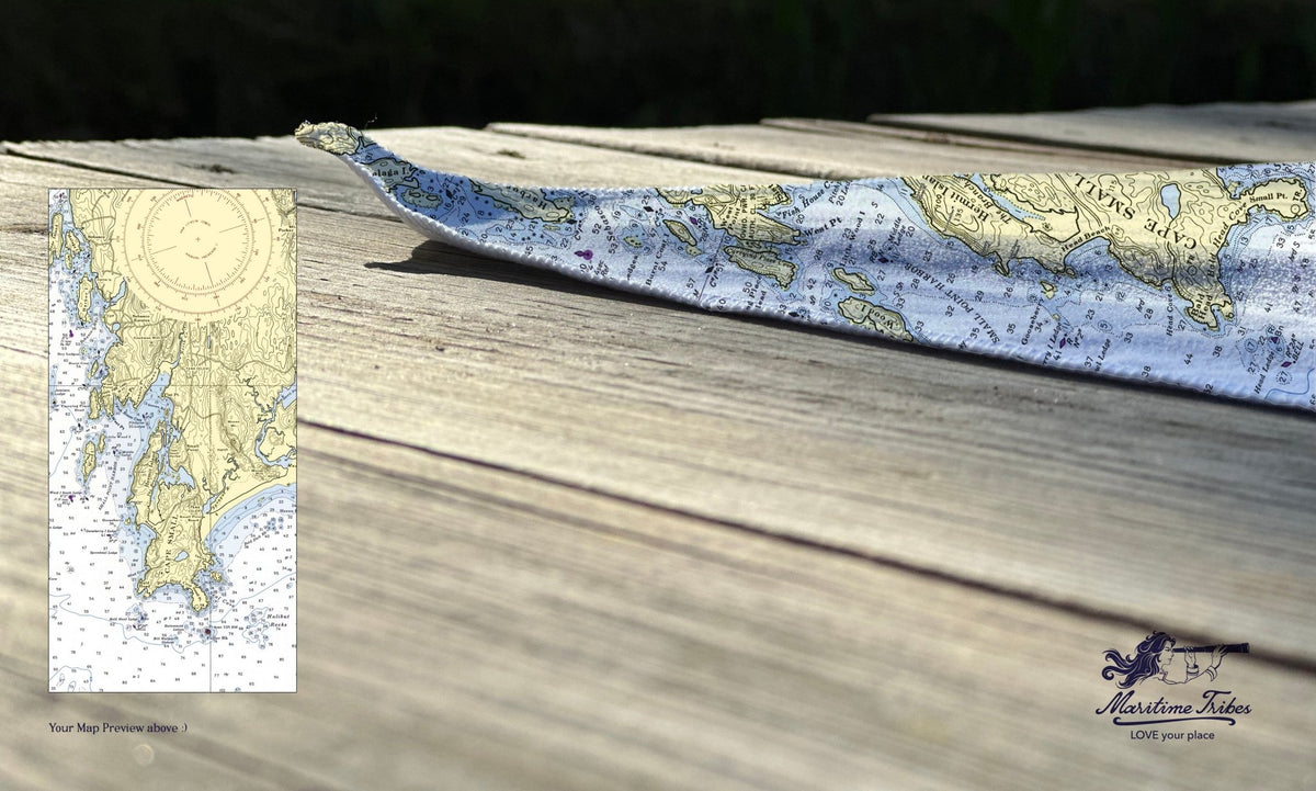 Hermit Island ME Nautical Chart Quick Dry Towel - Maritime Tribes USATowel